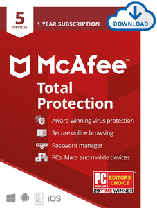 McAfee Total Protection 2020 Antivirus Internet Security Software, 5 Device , 1 Year - Download